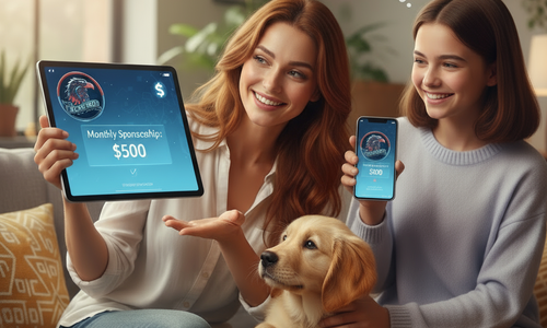 Two hands forming a heart shape, representing care and sponsorship.